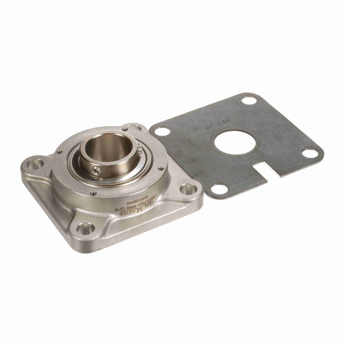 Sealmaster Mounted Stainless Steel Four Bolt Flange Ball Bearing - 52100 Bearing Steel, Phosphorus Nickel Coated - Setscrew Lock - Corrosion Resistant - Reduced Maintenance - Lubed for Life - CRBFS-PN23 RMW