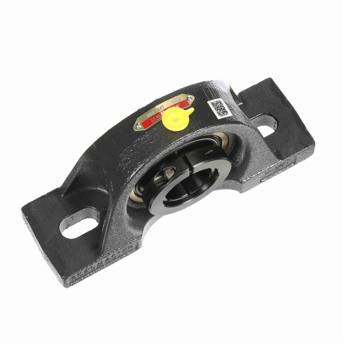 Sealmaster Mounted Cast Iron Two Bolt Pillow Block Ball Bearing - 52100 Bearing Steel, Black Oxided - Concentric Lock - EMP-24T