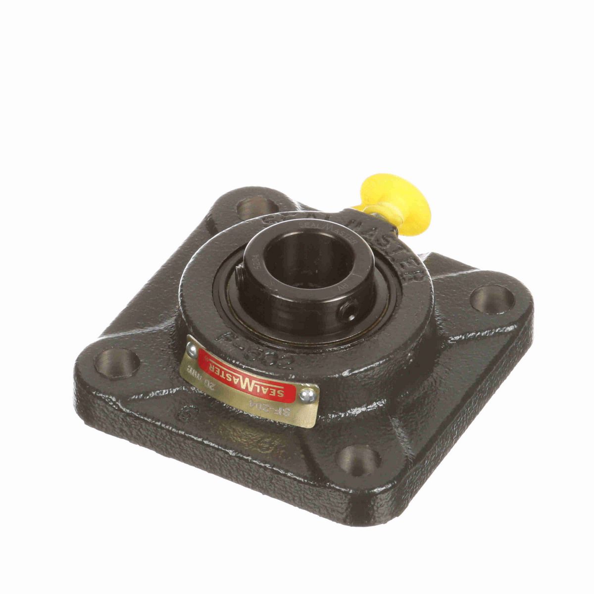 Sealmaster Mounted Cast Iron Four Bolt Flange Ball Bearing - 52100 Bearing Steel, Black Oxided - Setscrew Lock - SF-204