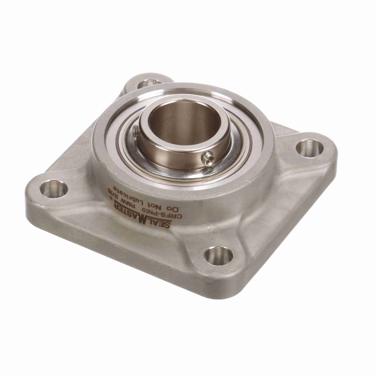 Sealmaster Mounted Stainless Steel Four Bolt Flange Ball Bearing - 52100 Bearing Steel, Phosphorus Nickel Coated - Setscrew Lock - Corrosion Resistant - Reduced Maintenance - Lubed for Life - CRFS-PN19 RMW