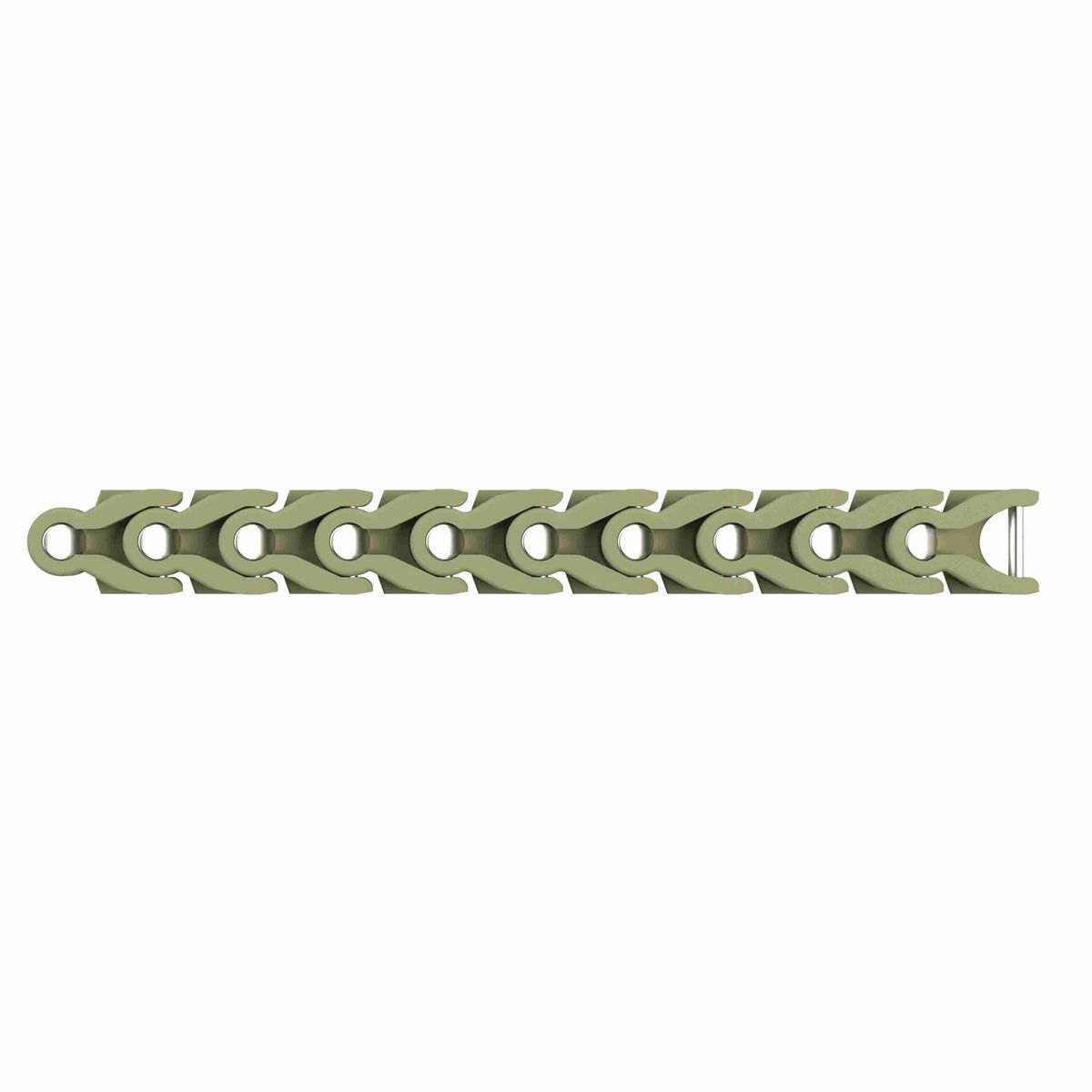 Rexnord 1700 Side-flexing Solid Top, Material: Green Abrasion Resistant Polyamide, Width: 55mm, Pitch: 50mm - 81437621