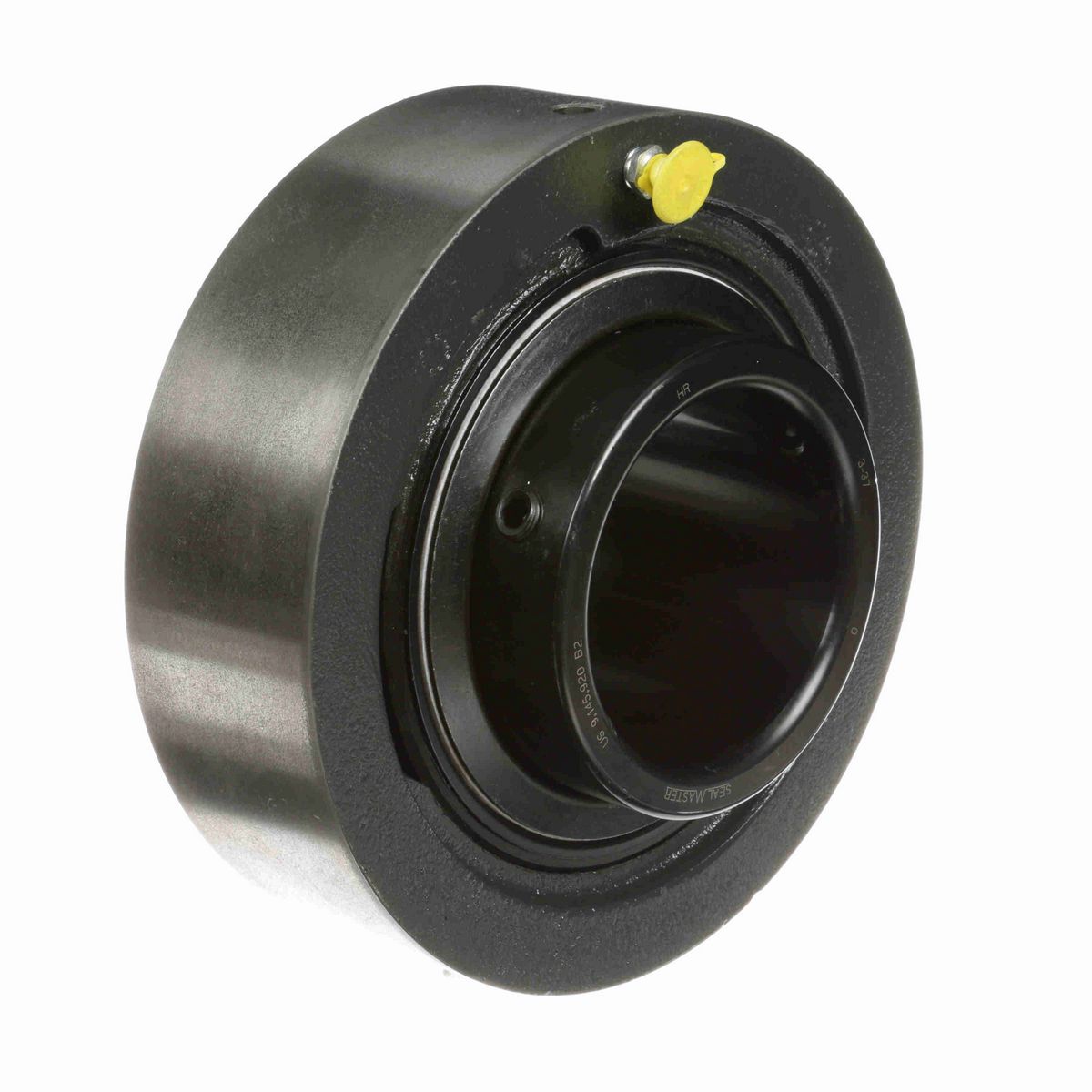 Sealmaster Mounted Cast Iron Cylindrical Cartridge Ball Bearing - 52100 Bearing Steel, Black Oxided - Setscrew Lock - MSC-55