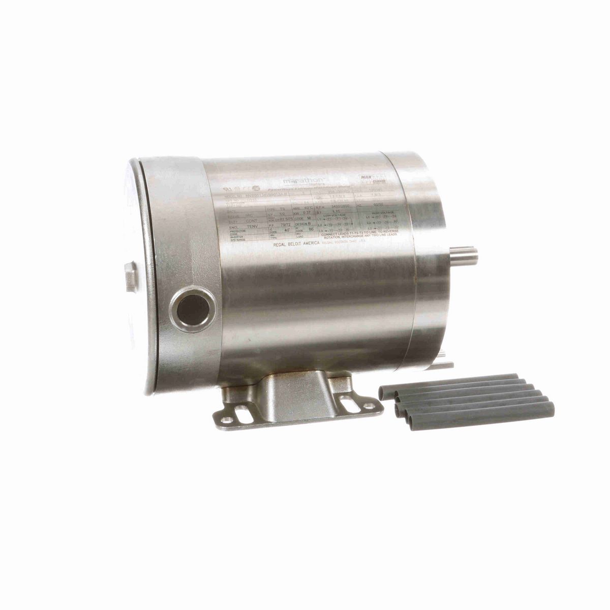 LEESON General Purpose Motor, 0.50 & 0.50 HP, 3 Ph, 60 & 50 Hz, 208-230/460 & 190/380 V, 3600 & 3000 RPM, 56C Frame, TENV - N753