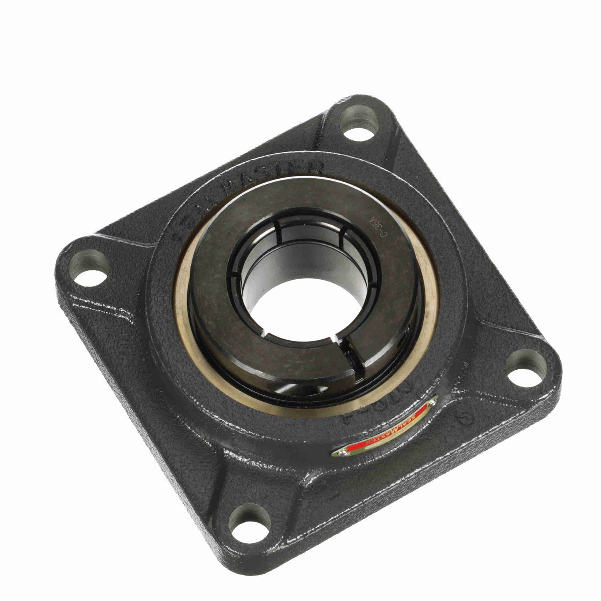Sealmaster Mounted Cast Iron Four Bolt Flange Ball Bearing - 52100 Bearing Steel, Black Oxided - Concentric Lock - ESF-32T AMD