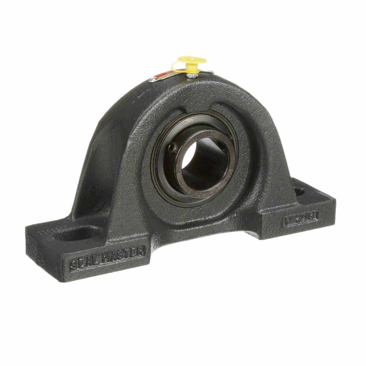 Sealmaster Mounted Cast Iron Two Bolt Pillow Block Ball Bearing - 52100 Bearing Steel, Black Oxided - Setscrew Lock - SP-207