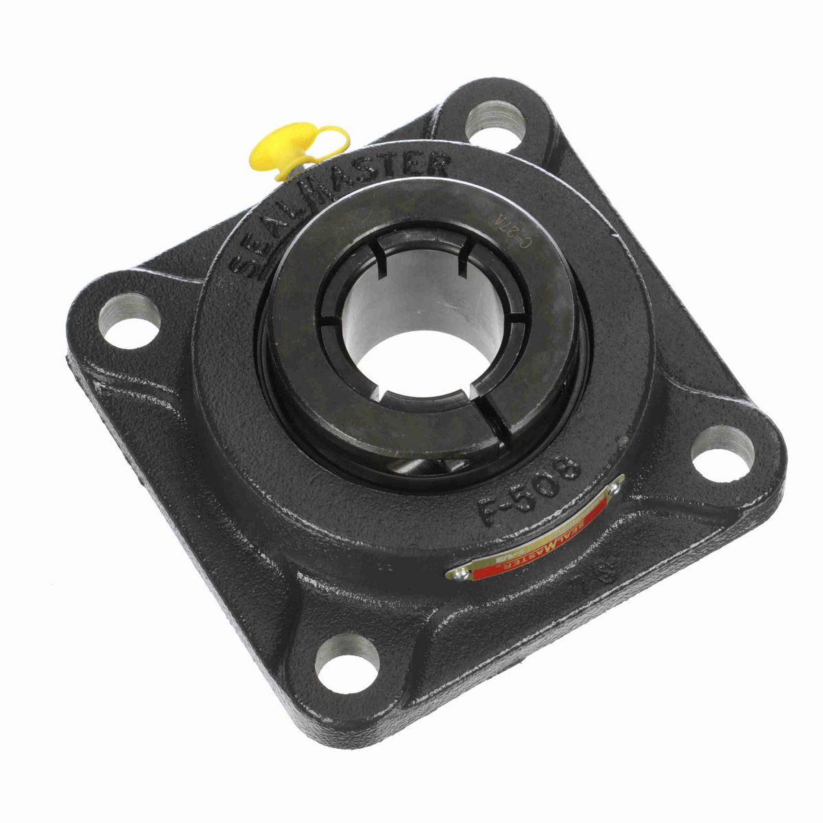 Sealmaster Mounted Cast Iron Four Bolt Flange Ball Bearing - 52100 Bearing Steel, Black Oxided - Concentric Lock - MSF-24TC