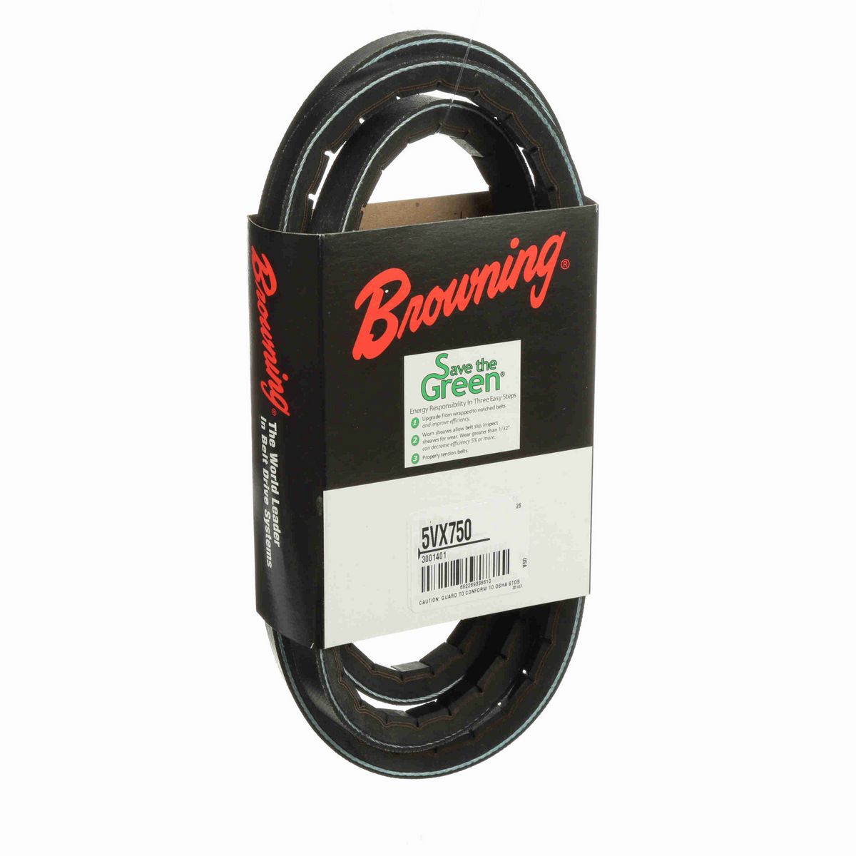 Browning EPDM Notched Belt 98% Efficient - 5VX750