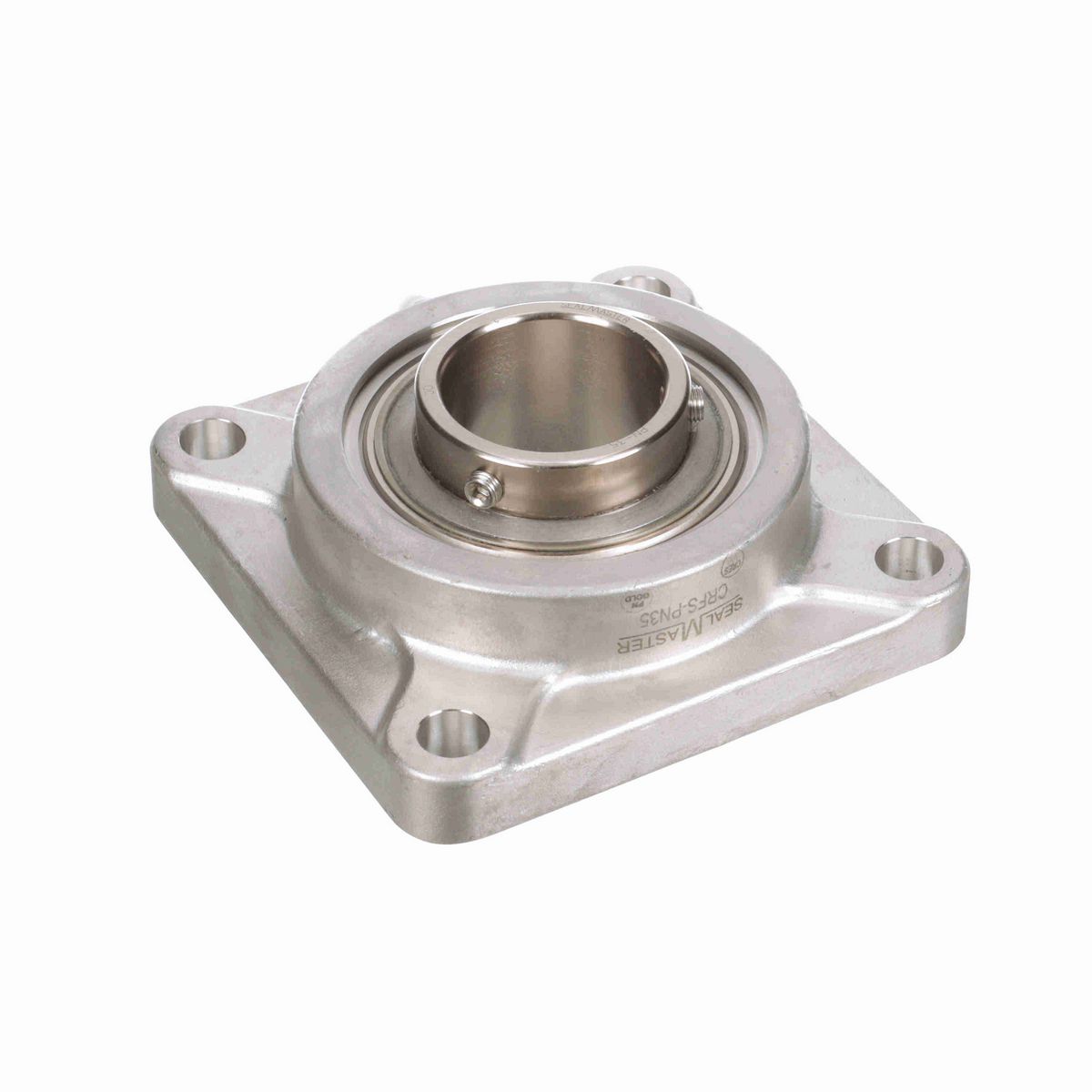 Sealmaster Mounted Stainless Steel Four Bolt Flange Ball Bearing - 52100 Bearing Steel, Phosphorus Nickel Coated - Setscrew Lock - Corrosion Resistant - CRFS-PN35