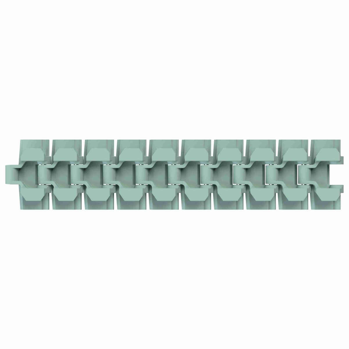 Rexnord 880TAB Side-flexing Solid Top, Material: Heat Stabilized (Green), Width: 3.25in, Pitch: 1.5in - 81447891