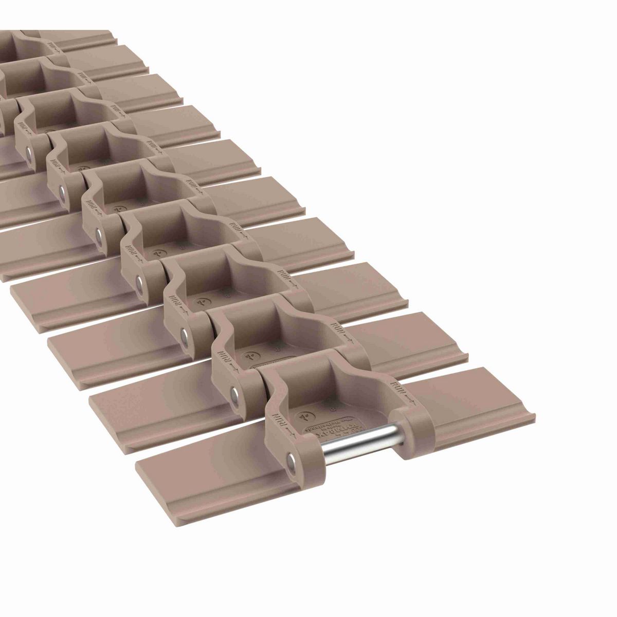 Rexnord 880M Side-flexing Solid Top, Material: Tan Low Friction, Width: 4.5in, Pitch: 1.5in - 781.12.42