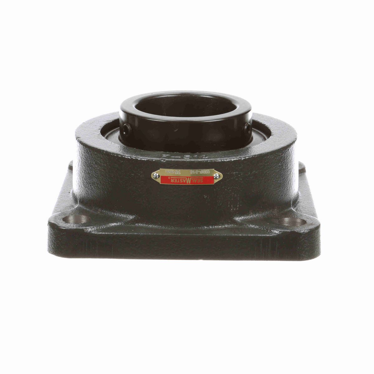 Sealmaster Mounted Cast Iron Four Bolt Flange Ball Bearing - 52100 Bearing Steel, Black Oxided - Setscrew Lock - MSF-315