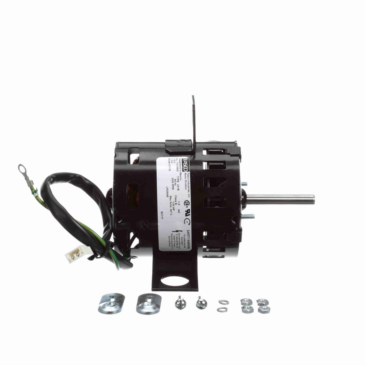 FASCO OEM Replacement Motor, 1/30 HP, 1 Ph, 60 Hz, 115 V, 3000 RPM, 1 Speed, 3.3" Diameter, OAO - D1179
