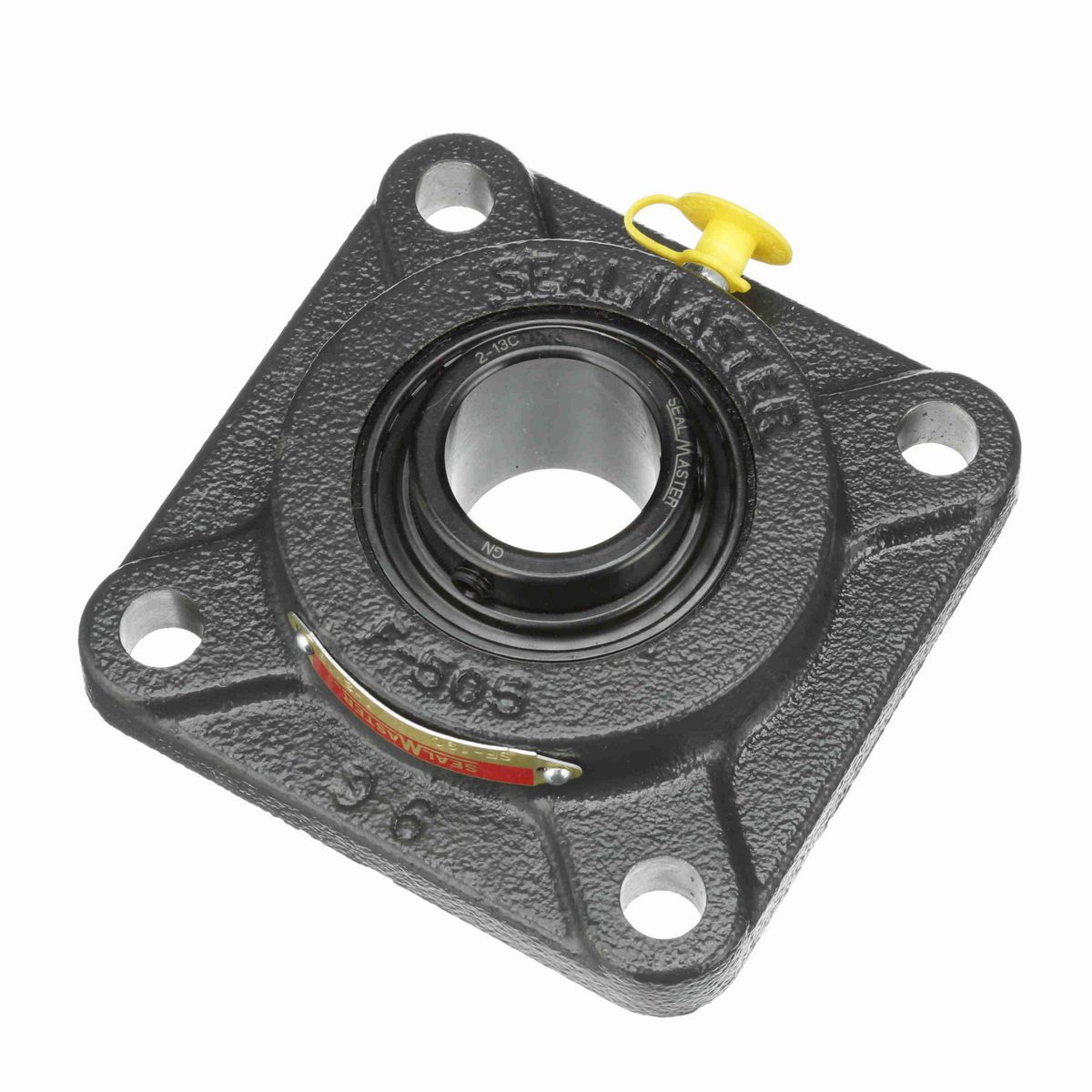 Sealmaster Mounted Cast Iron Four Bolt Flange Ball Bearing - 52100 Bearing Steel, Black Oxided - Setscrew Lock - SF-19C