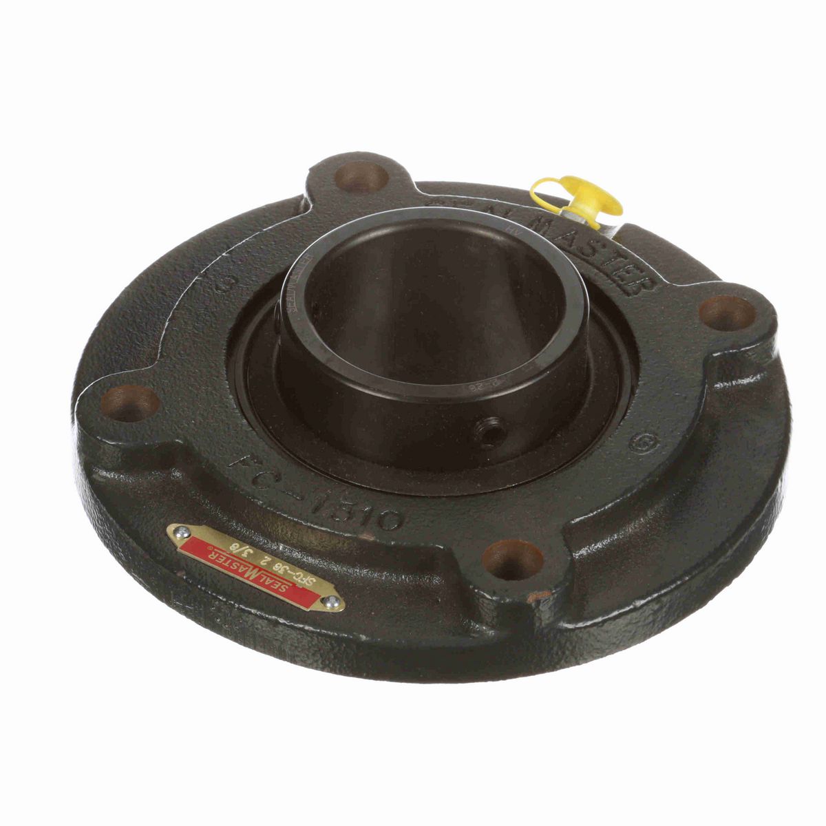 Sealmaster Mounted Cast Iron Flange Cartridge Ball Bearing - 52100 Bearing Steel, Black Oxided - Setscrew Lock - SFC-38