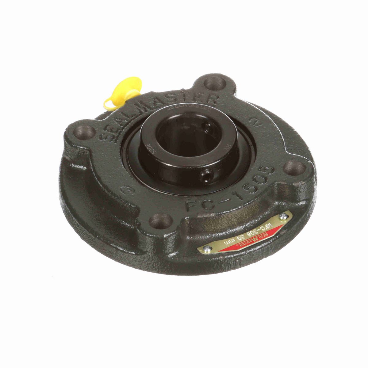 Sealmaster Mounted Cast Iron Flange Cartridge Ball Bearing - 52100 Bearing Steel, Black Oxided - Setscrew Lock - MFC-306