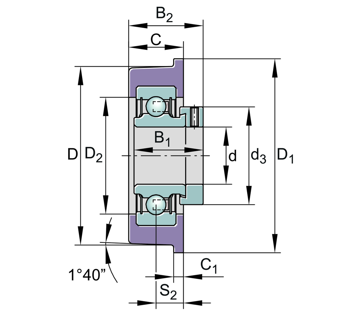 Радиальный закрепляемый шарикоподшипник INA CRB25/70-XL (CRB25/70)