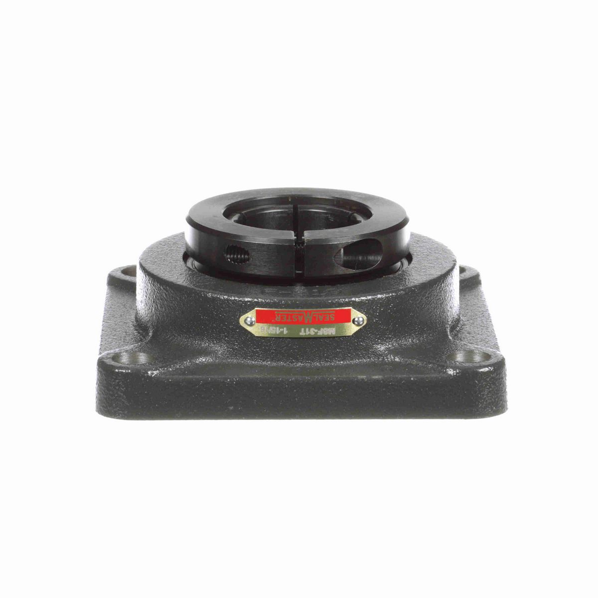 Sealmaster Mounted Cast Iron Four Bolt Flange Ball Bearing - 52100 Bearing Steel, Black Oxided - Concentric Lock - MSF-31T