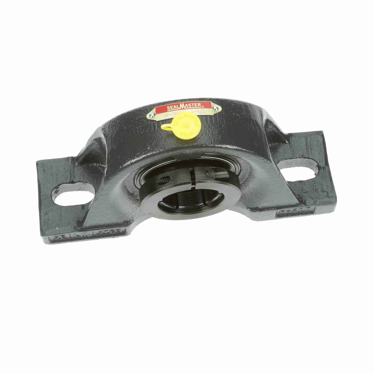 Sealmaster Mounted Cast Iron Two Bolt Pillow Block Ball Bearing - 52100 Bearing Steel, Black Oxided - Concentric Lock - SP-24T