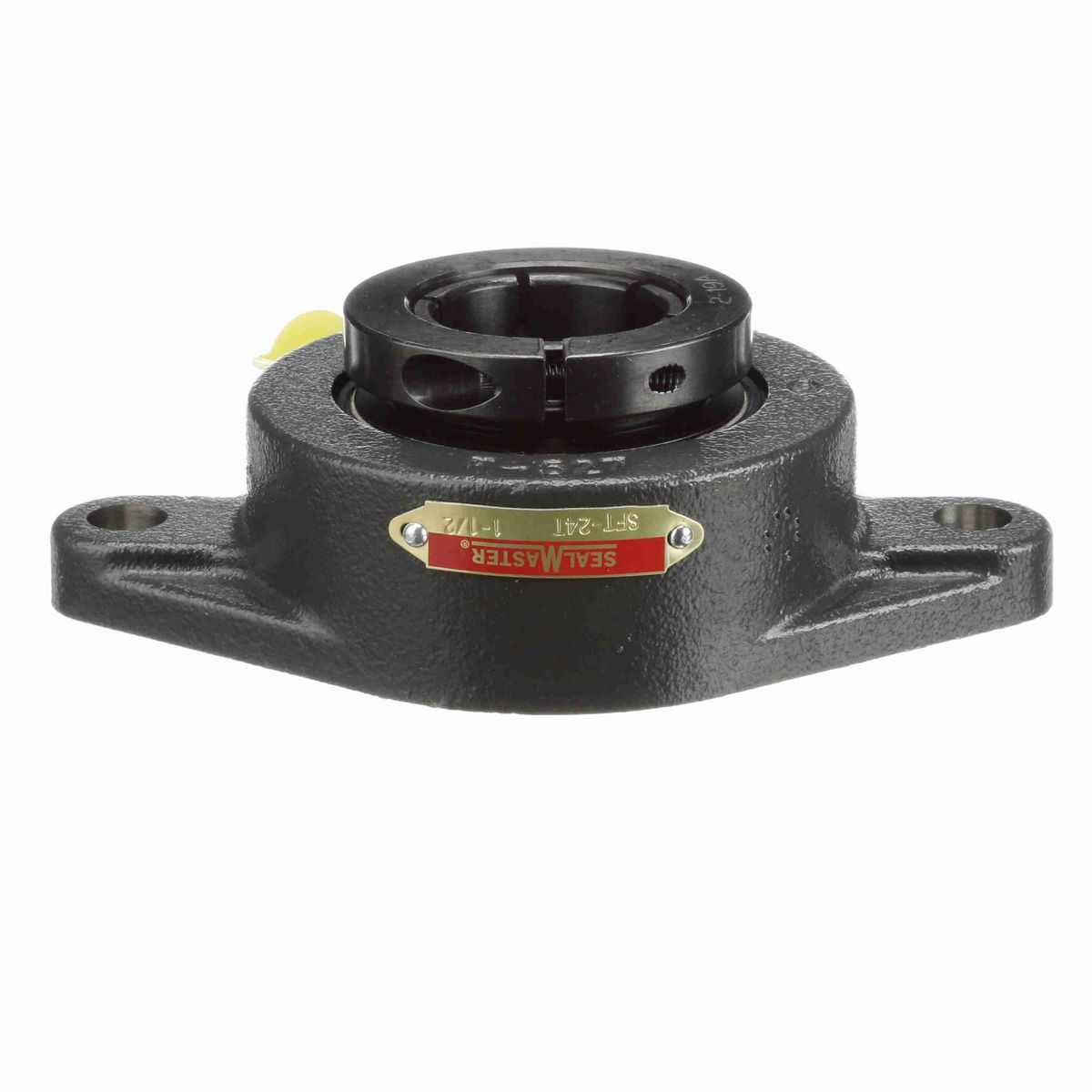 Sealmaster Mounted Cast Iron Two Bolt Flange Ball Bearing - 52100 Bearing Steel, Black Oxided - Concentric Lock - SFT-24T