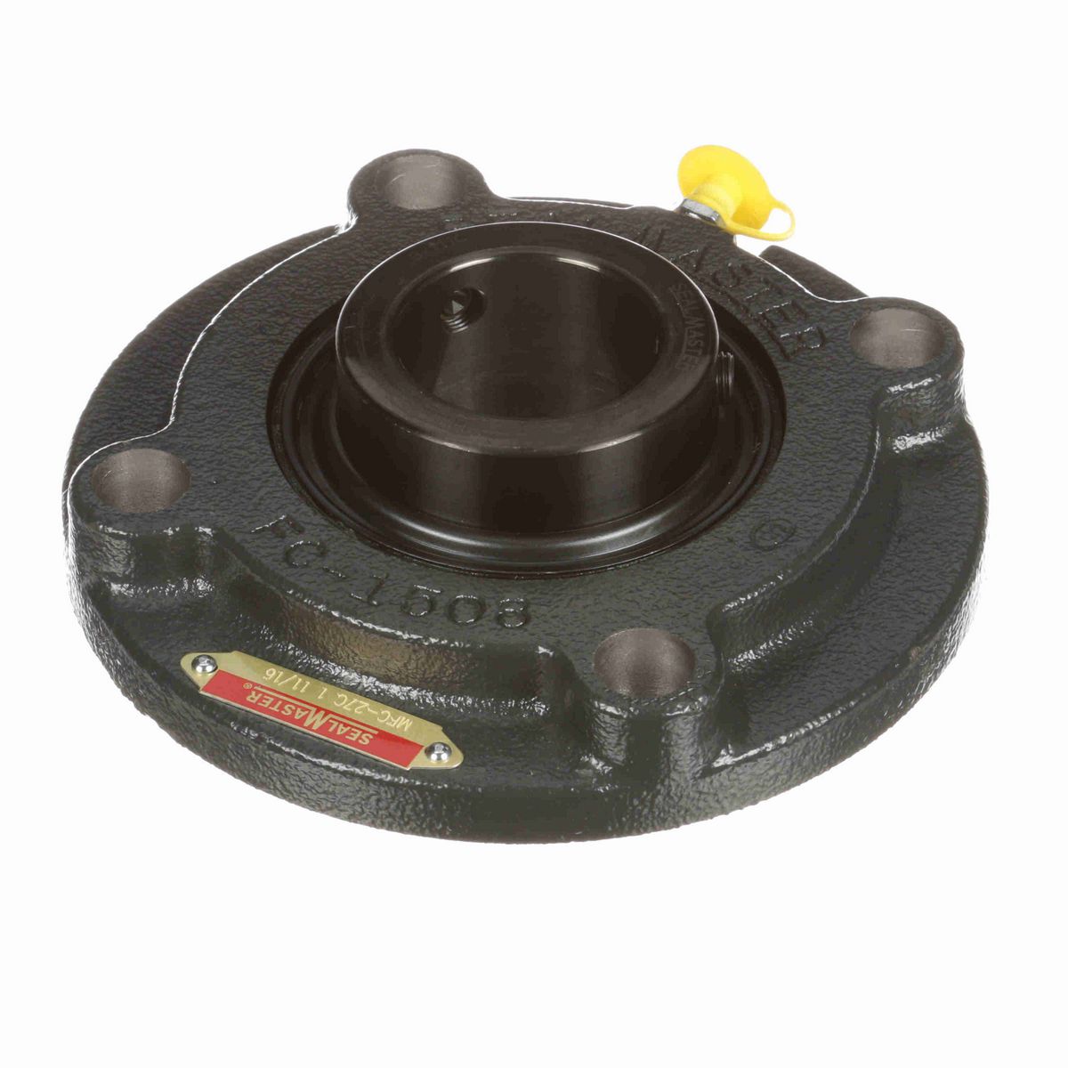 Sealmaster Mounted Cast Iron Flange Cartridge Ball Bearing - 52100 Bearing Steel, Black Oxided - Setscrew Lock - MFC-27C