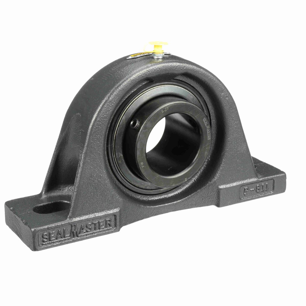 Sealmaster Mounted Cast Iron Two Bolt Pillow Block Ball Bearing - 52100 Bearing Steel, Black Oxided - Setscrew Lock - Air Handling Housing Fit, Noise Tested - SPM-28 CXU