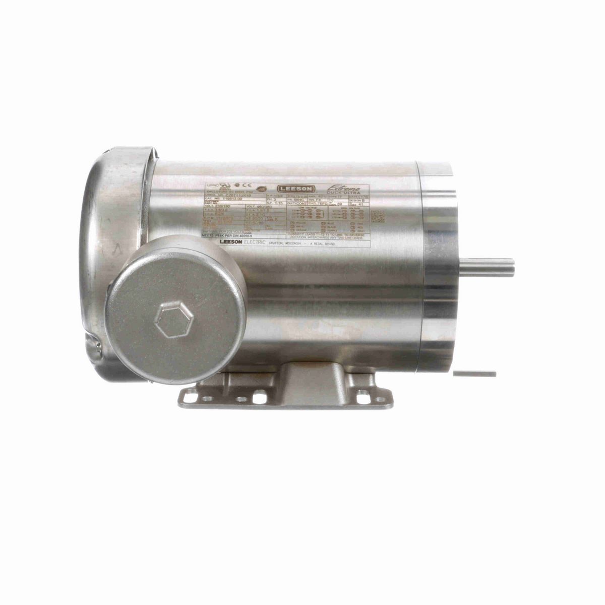 LEESON General Purpose Motor, 1 & 0.75 HP, 3 Ph, 60 & 50 Hz, 230/460 & 190/380 V, 1200 & 1000 RPM, 56HC Frame, TEFC - 119513.00