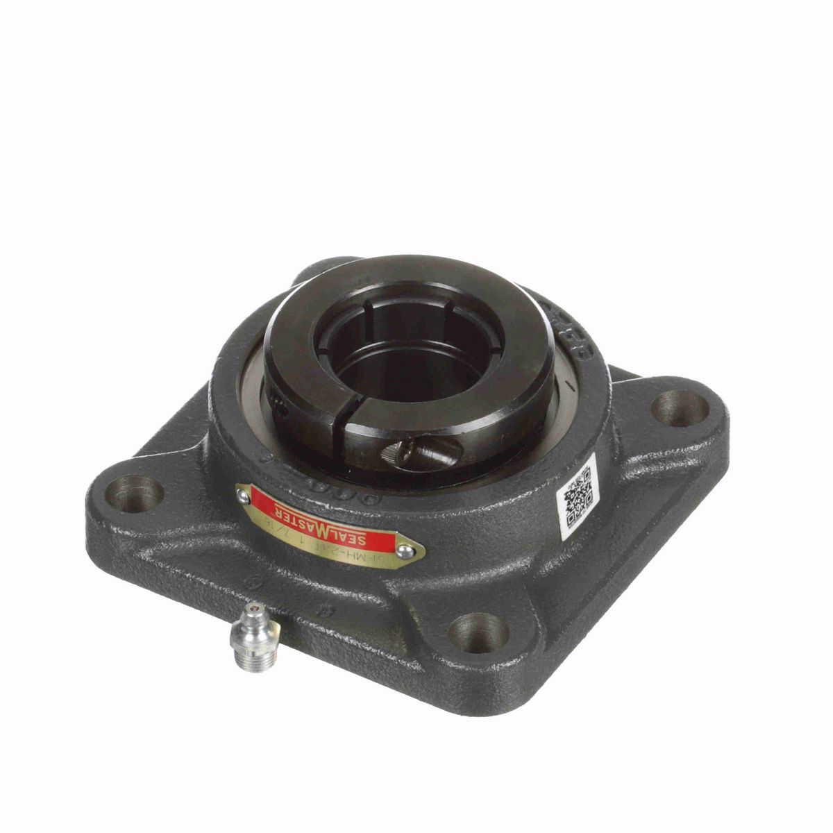 Sealmaster Mounted Cast Iron Four Bolt Flange Ball Bearing - 52100 Bearing Steel, Black Oxided - Concentric Lock - SFMH-23T