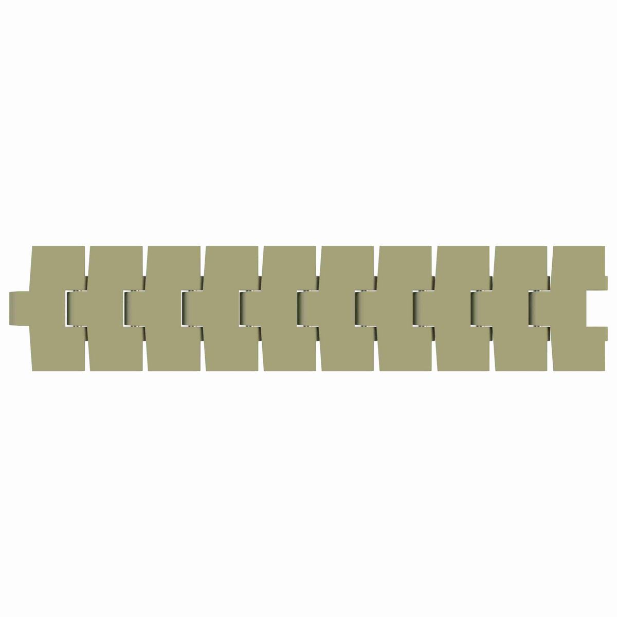 Rexnord 880TAB Side-flexing Solid Top, Material: Green Abrasion Resistant Polyamide, Width: 3.25in, Pitch: 1.5in - 81430491