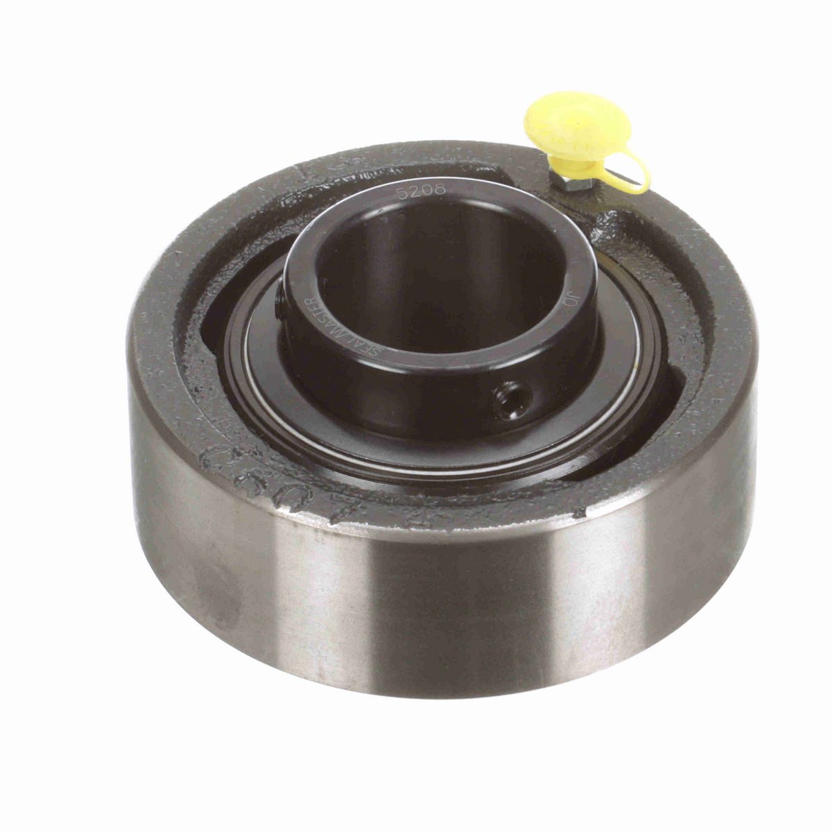 Sealmaster Mounted Cast Iron Cylindrical Cartridge Ball Bearing - 52100 Bearing Steel, Black Oxided - Setscrew Lock - SC-208