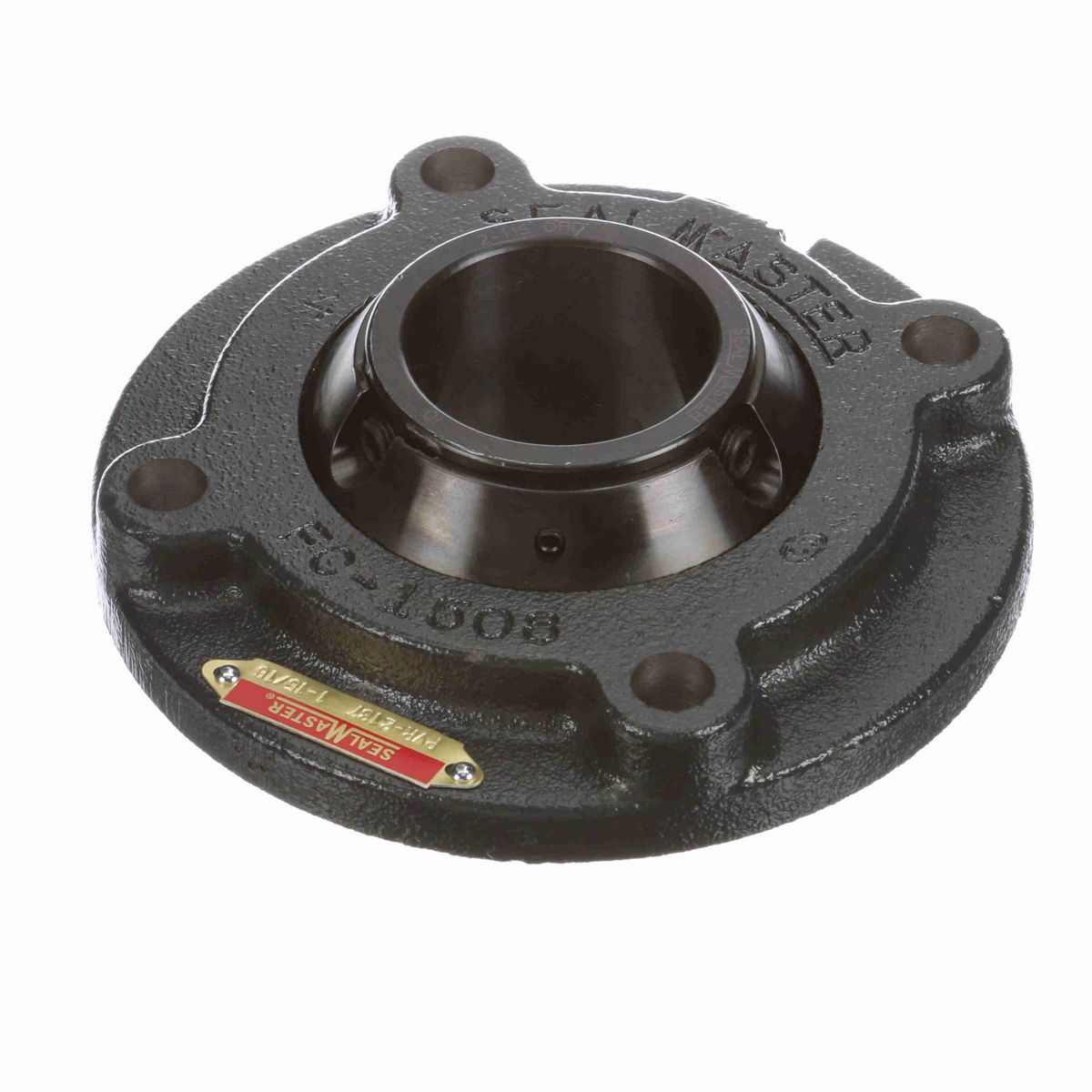Sealmaster Mounted Cast Iron Flange Cartridge Ball Bearing - 52100 Bearing Steel, Black Oxided - Setscrew Lock - PVR-2137
