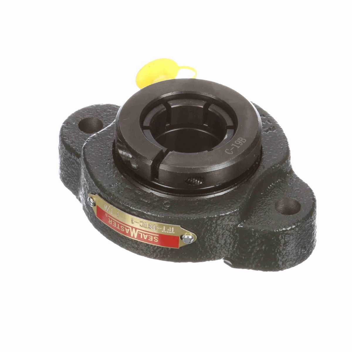 Sealmaster Mounted Cast Iron Two Bolt Flange Ball Bearing - 52100 Bearing Steel, Black Oxided - Concentric Lock - TFT-18TC-1