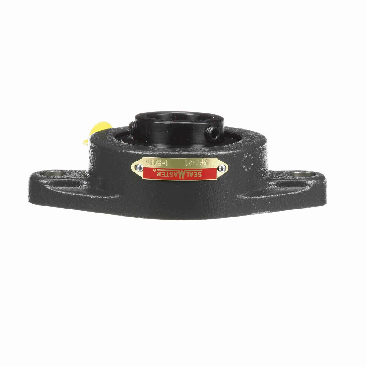 Sealmaster Mounted Cast Iron Two Bolt Flange Ball Bearing - 52100 Bearing Steel, Black Oxided - Setscrew Lock - SFT-21