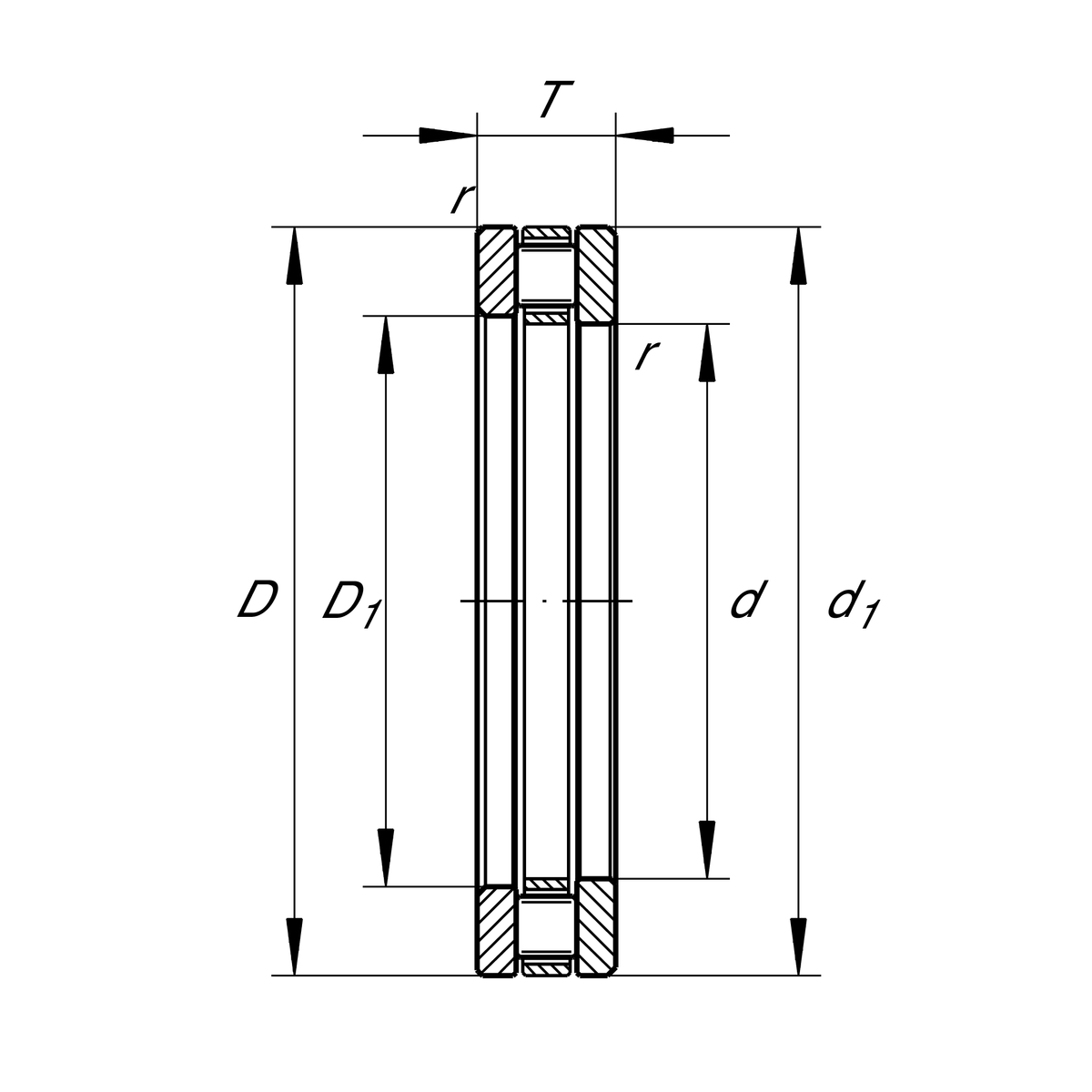 Упорный цилиндрический роликоподшипник INA 81184-M>A