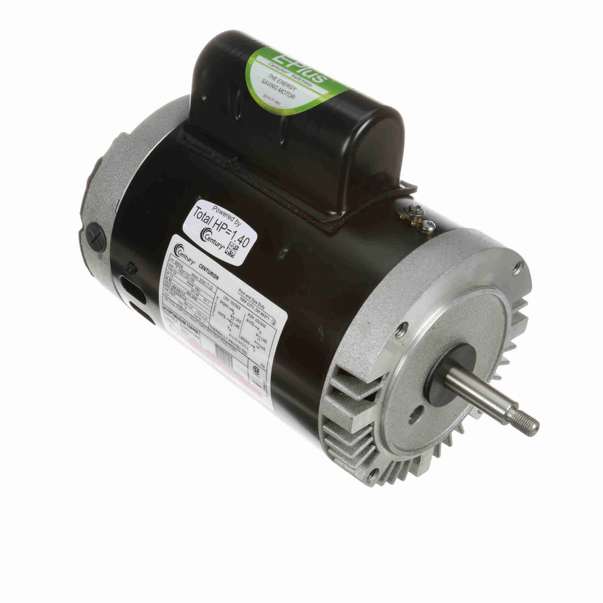 Century Pool Pump Motor, 1.0 HP, 1 Ph, 60 Hz, 208-230/115 V, 3600 RPM, X56J Frame, DP - B654