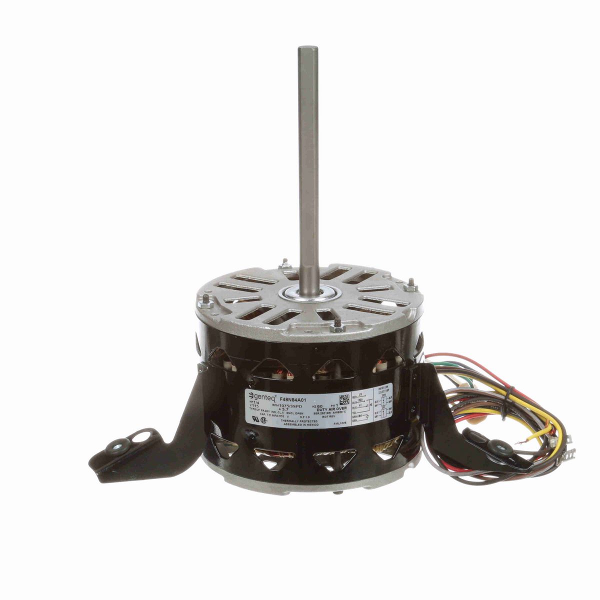 Century Fan Coil & Air Conditioner Motor, 1/4 HP, 1 Ph, 60 Hz, 115 V, 1075 RPM, 3 Speed, 48 Frame, OPEN - FML1026