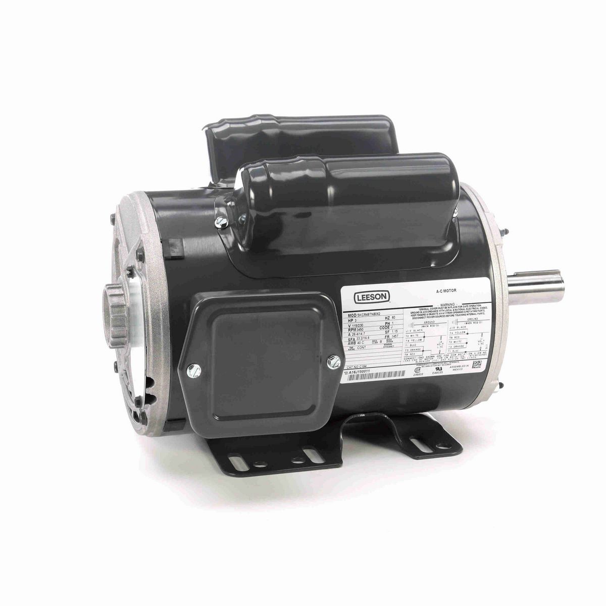 LEESON General Purpose Motor, 3 HP, 1 Ph, 60 Hz, 115/230 V, 3600 RPM, 145T Frame, DP - C194
