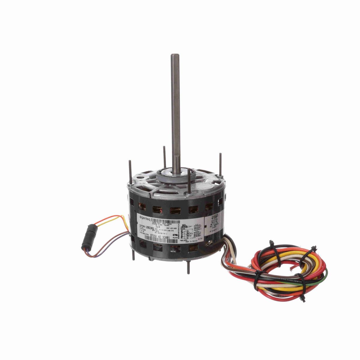 Genteq Fan and Blower Motor, 1/6 HP, 1 Ph, 60/50 Hz, 277/230 V, 1075 RPM, 4 Speed, 48 Frame, OPAO - 3D001