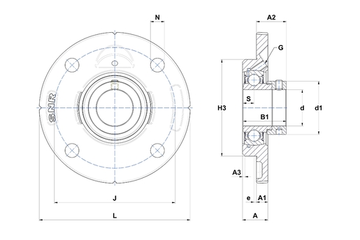 Фланцевый подшипниковый узел SNR ESFCE206T04