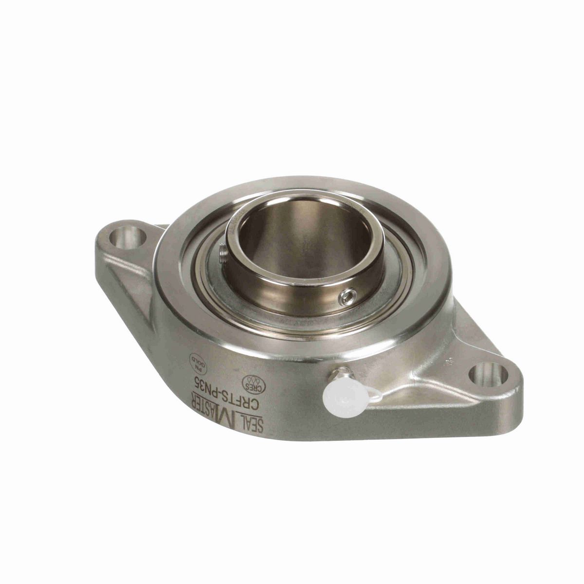 Sealmaster Mounted Stainless Steel Two Bolt Flange Ball Bearing - 52100 Bearing Steel, Phosphorus Nickel Coated - Setscrew Lock - Corrosion Resistant - CRFTS-PN35