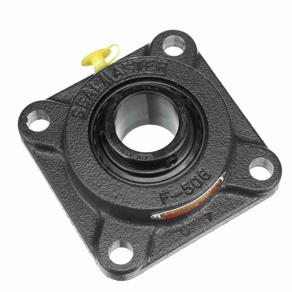 Sealmaster Mounted Cast Iron Four Bolt Flange Ball Bearing - 52100 Bearing Steel, Black Oxided - Setscrew Lock - SF-22C