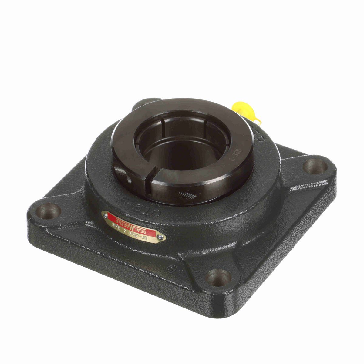 Sealmaster Mounted Cast Iron Four Bolt Flange Ball Bearing - 52100 Bearing Steel, Black Oxided - Concentric Lock - SF-35TC