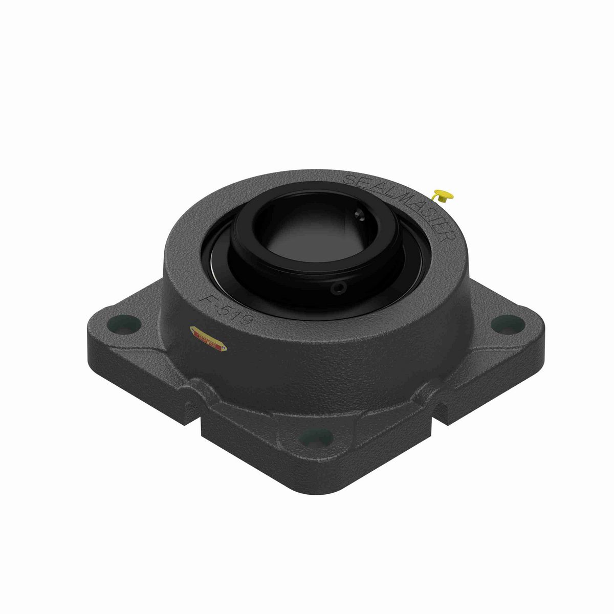 Sealmaster Mounted Cast Iron Four Bolt Flange Ball Bearing - 52100 Bearing Steel, Black Oxided - Double Setscrew Lock - MSFD-71
