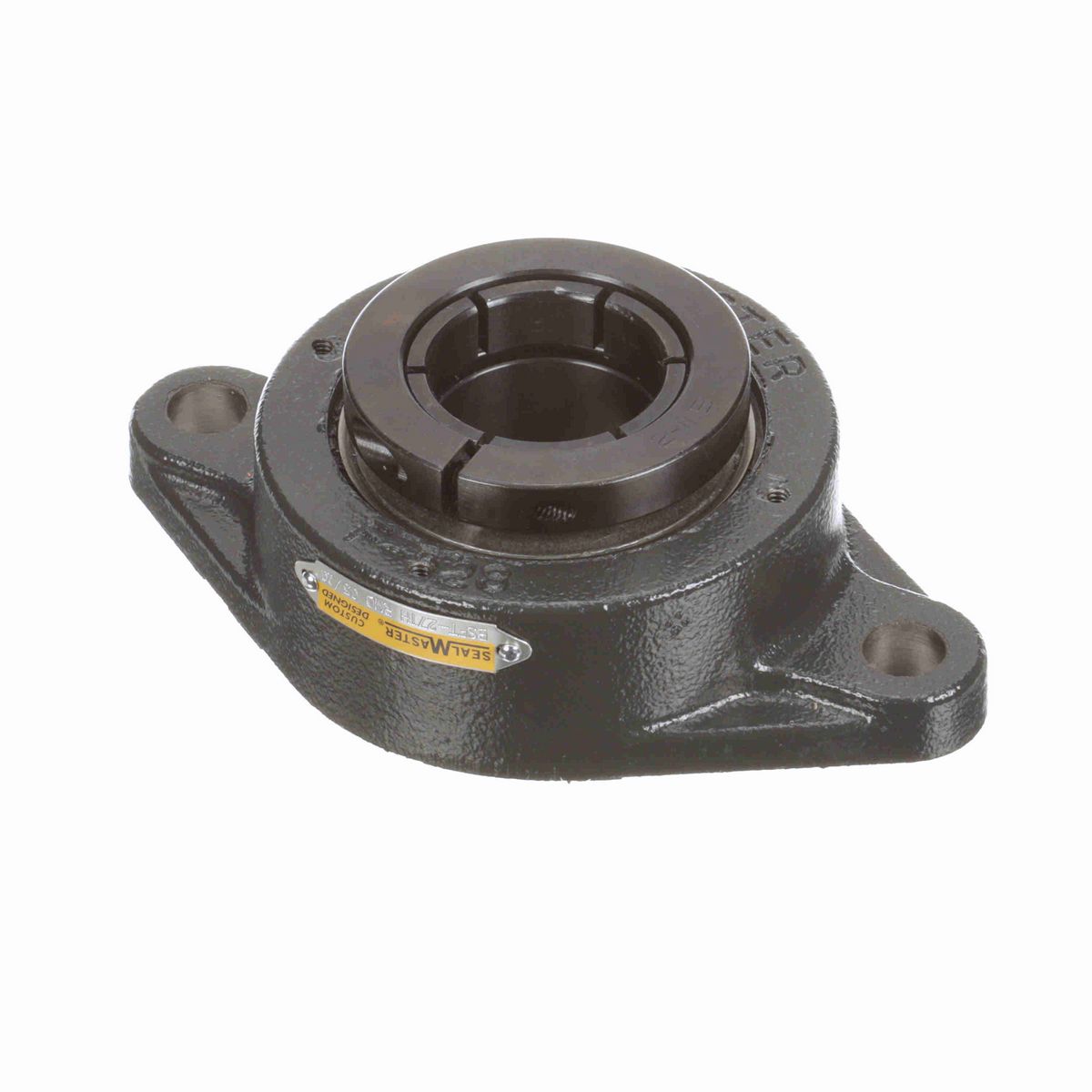 Sealmaster Mounted Cast Iron Two Bolt Flange Ball Bearing - 52100 Bearing Steel, Black Oxided - Concentric Lock - Reduced Maintenance - Lubed for Life - BSFT-27TH RMD