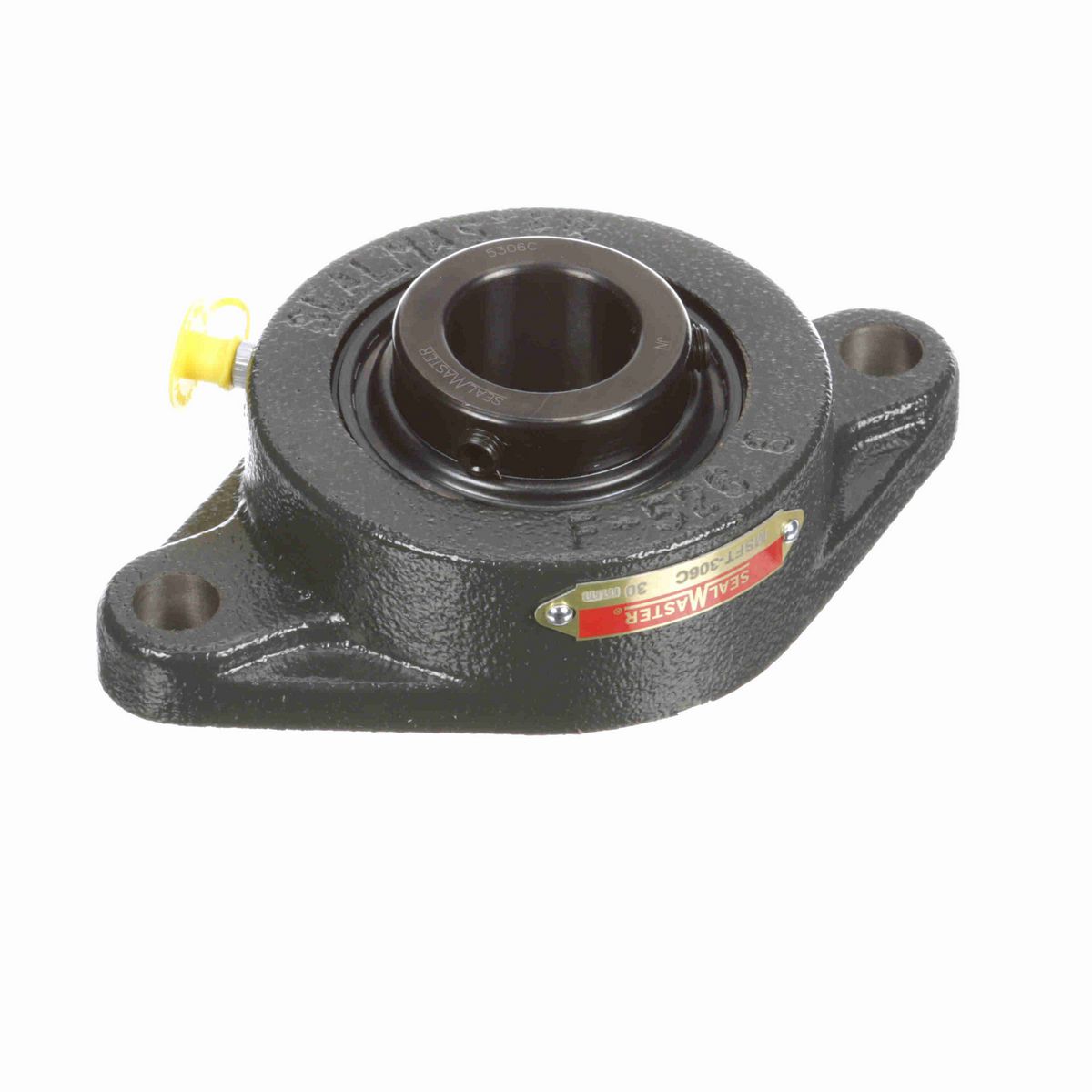 Sealmaster Mounted Cast Iron Two Bolt Flange Ball Bearing - 52100 Bearing Steel, Black Oxided - Setscrew Lock - MSFT-306C