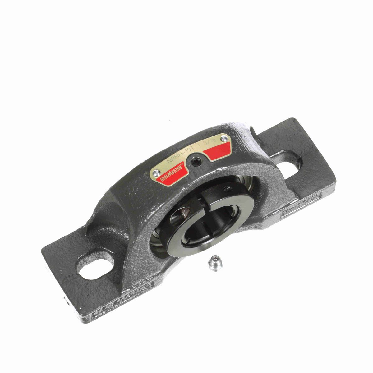 Sealmaster Mounted Cast Iron Two Bolt Pillow Block Ball Bearing - 52100 Bearing Steel, Black Oxided - Concentric Lock - NPMH-19T
