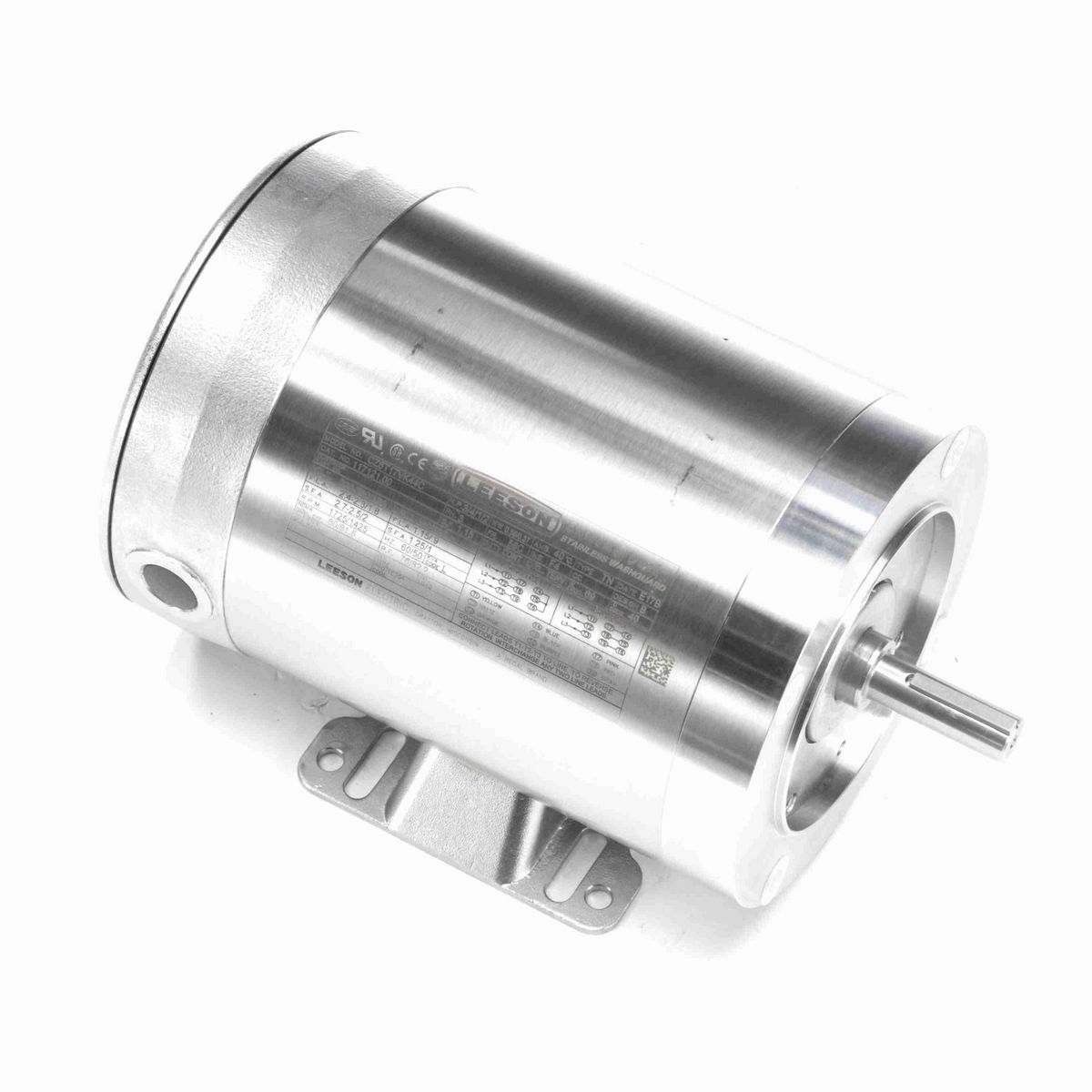 LEESON Extreme Duck® Ultra General Purpose Motor, 0.75 & 0.50 HP, 3 Ph, 60 & 50 Hz, 230/460 & 190/380 V, 1800 & 1500 RPM, 56C Frame, TENV - 117121.00