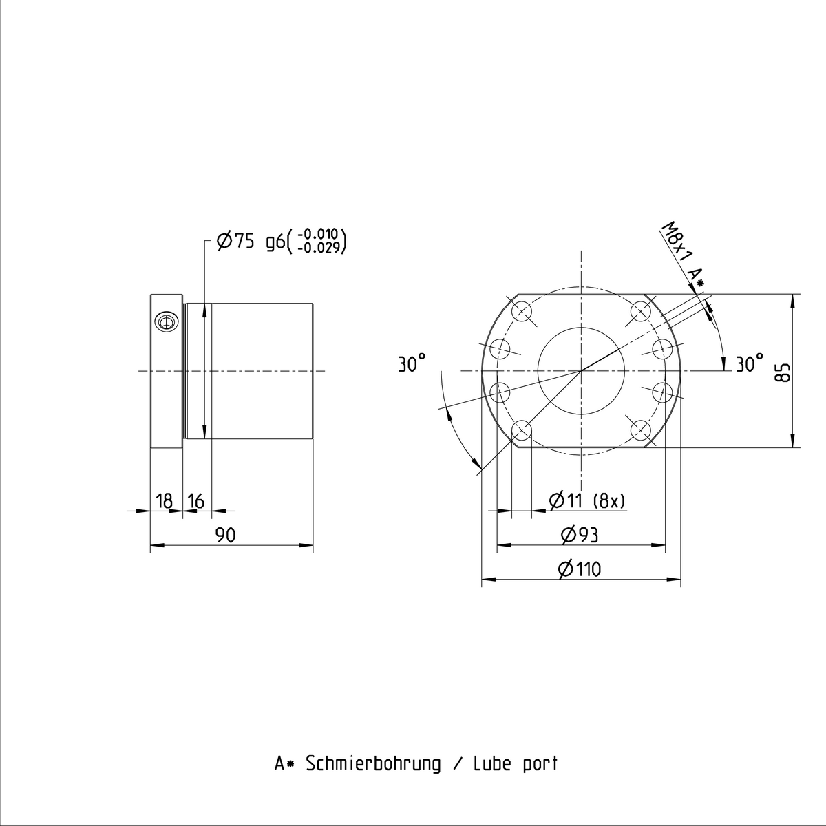 Одинарная гайка с фланцем Bosch Rexroth FEM-E-B 50X10RX6-6 [R150254084]