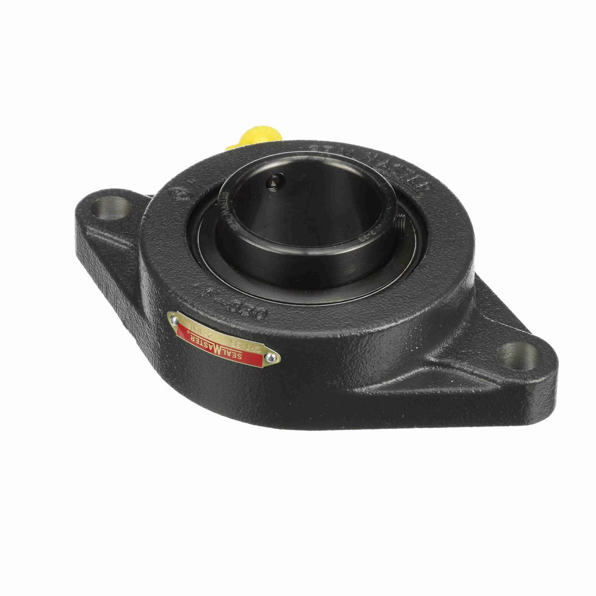 Sealmaster Mounted Cast Iron Two Bolt Flange Ball Bearing - 52100 Bearing Steel, Black Oxided - Setscrew Lock - SFT-35