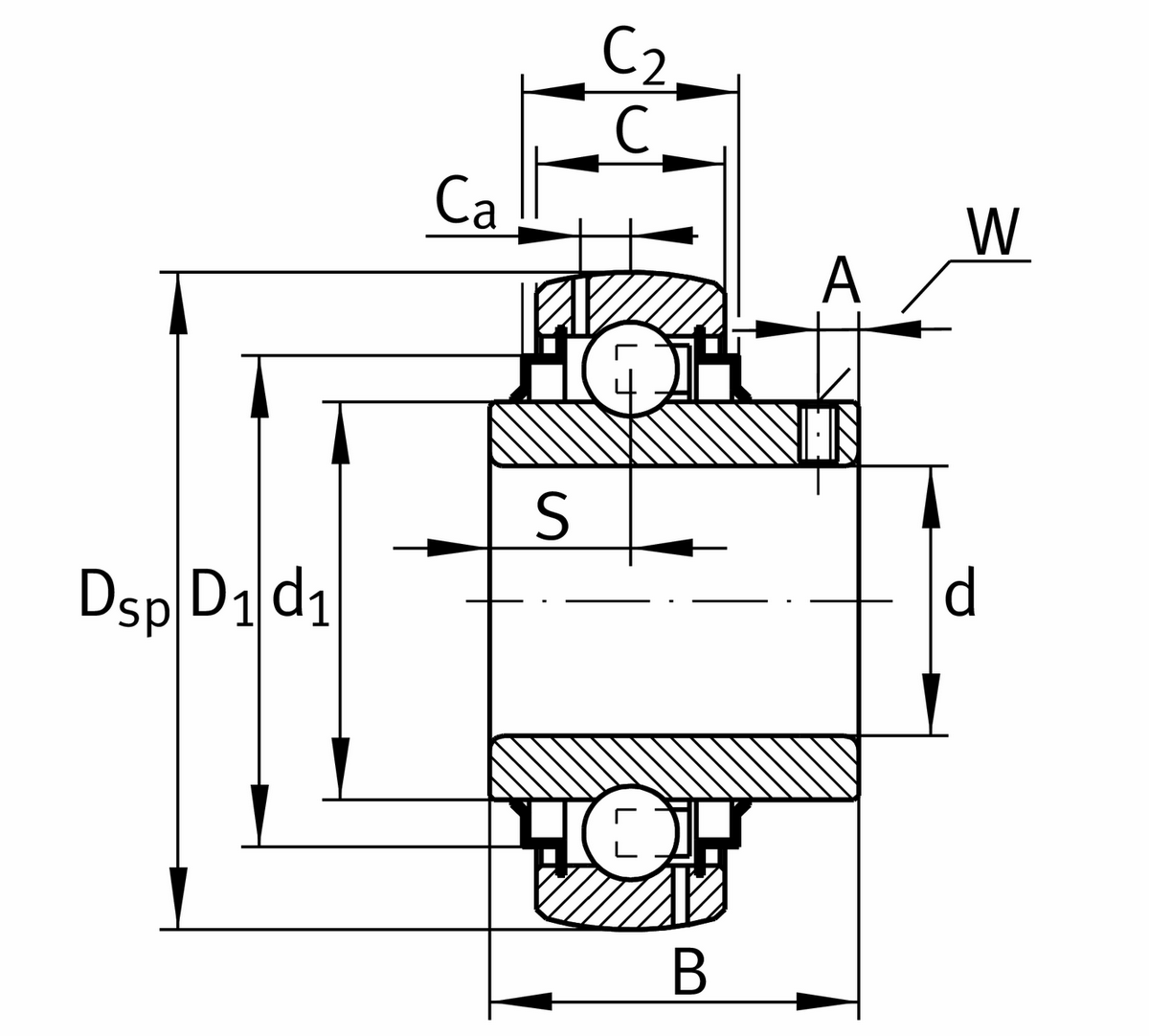 Радиальный закрепляемый шарикоподшипник INA GYE25-XL-KRR-B-AS2/V