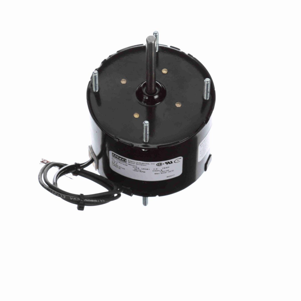 FASCO Fan and Blower Motor, 1/50 HP, 1 Ph, 60 Hz, 115 V, 1500 RPM, 1 Speed, 3.3" Diameter, TEAO - D124